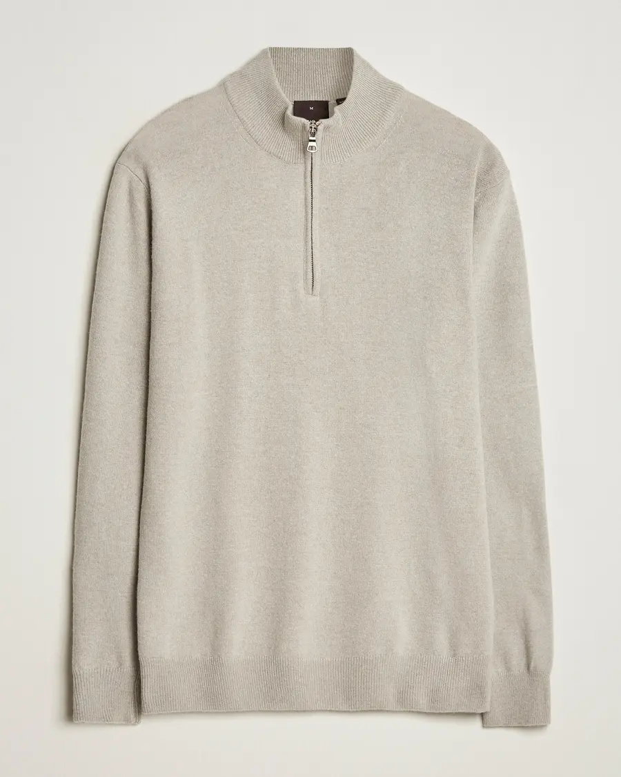Oscar Jacobson Patton Wool/Cashmere Half Zip Beige