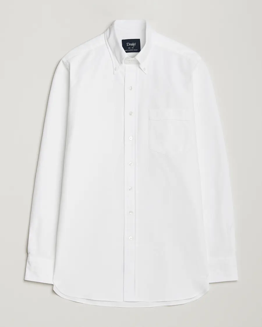 Drake's Button Down Oxford Shirt White