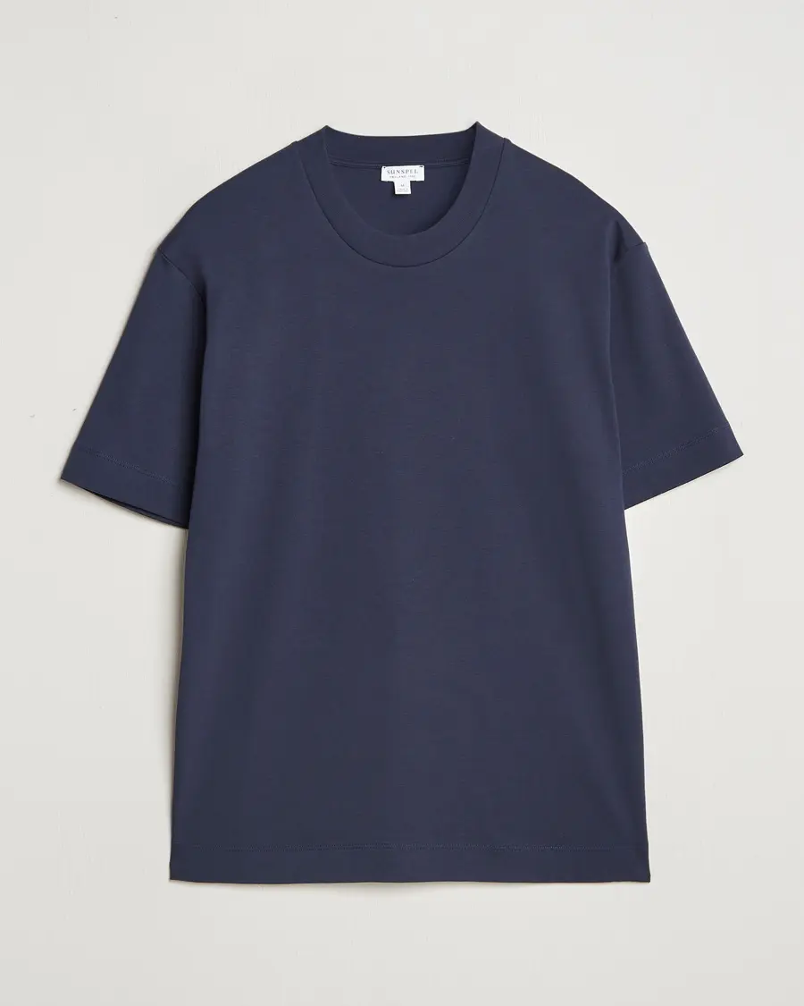 Sunspel Heavy Weight Supima Cotton T-Shirt Navy