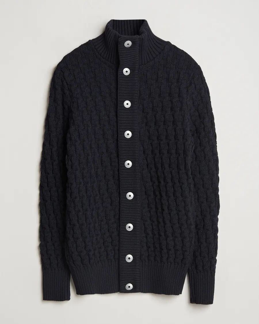 S.N.S. Herning Stark Wool Cable Cardigan Navy