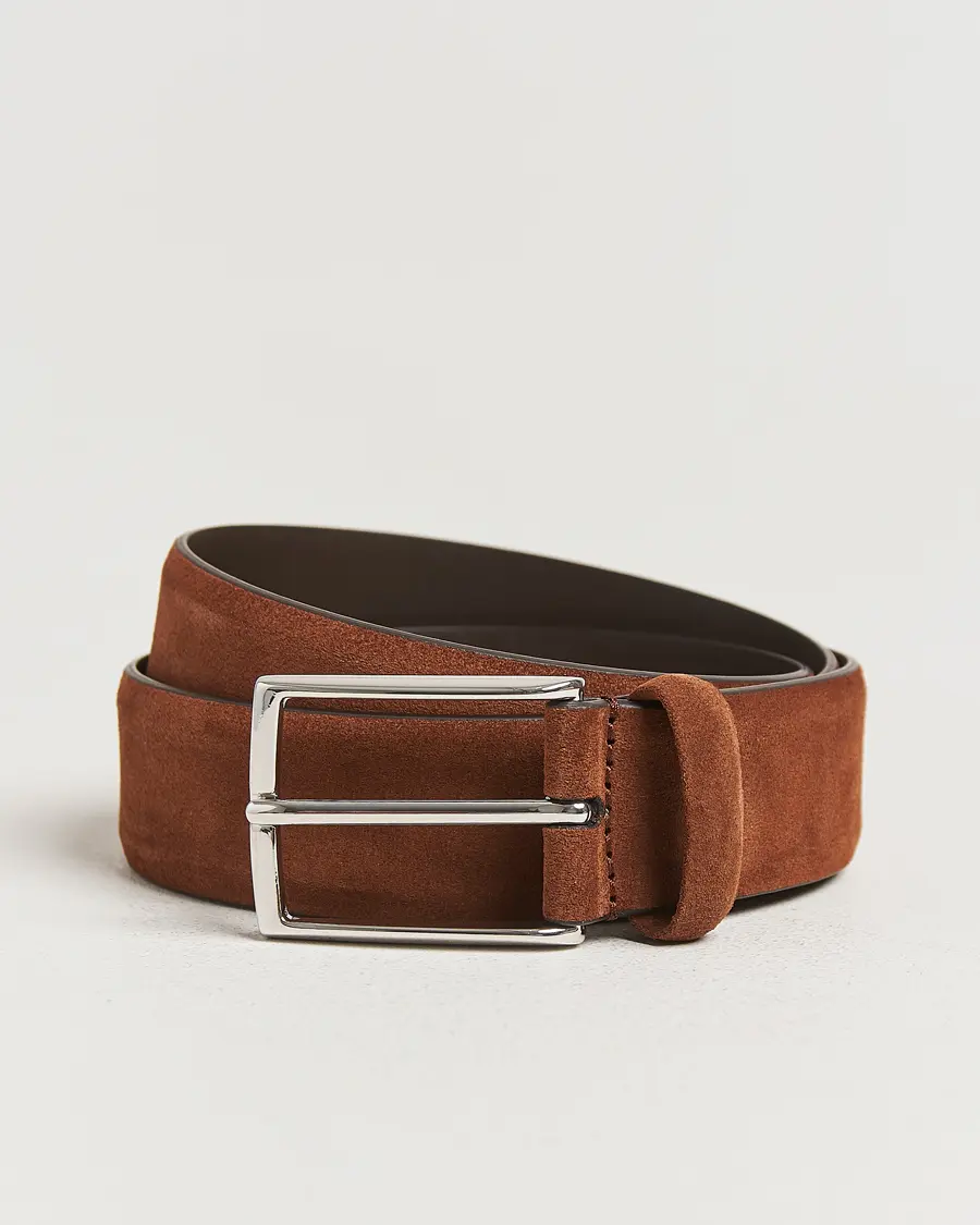 Anderson's Calf Suede 3,5 cm Belt Tobacco