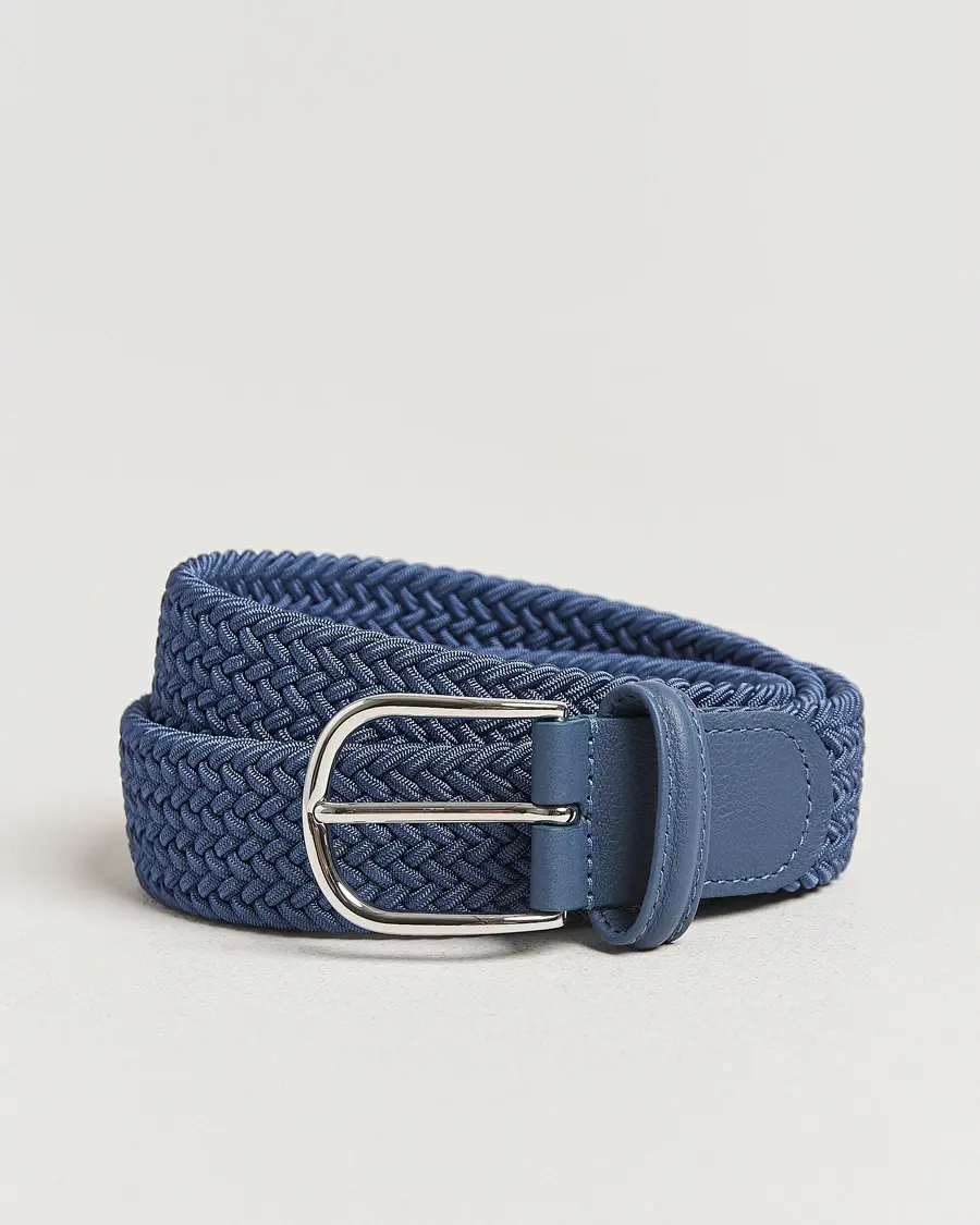 Anderson's Stretch Woven 3,5 cm Belt Air Force Blue