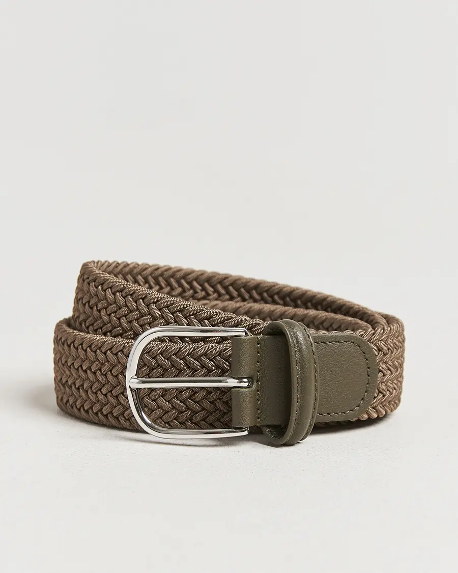 Anderson's Stretch Woven 3,5 cm Belt Khaki