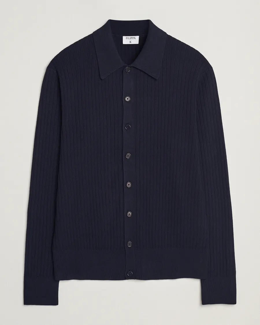 Filippa K Cotton Merino Knitted Cardigan Navy