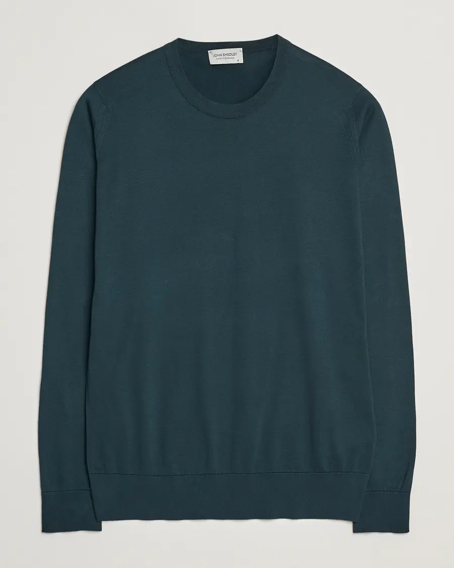 John Smedley Rowland Sea Island Crew Neck Pullover Rain Forest