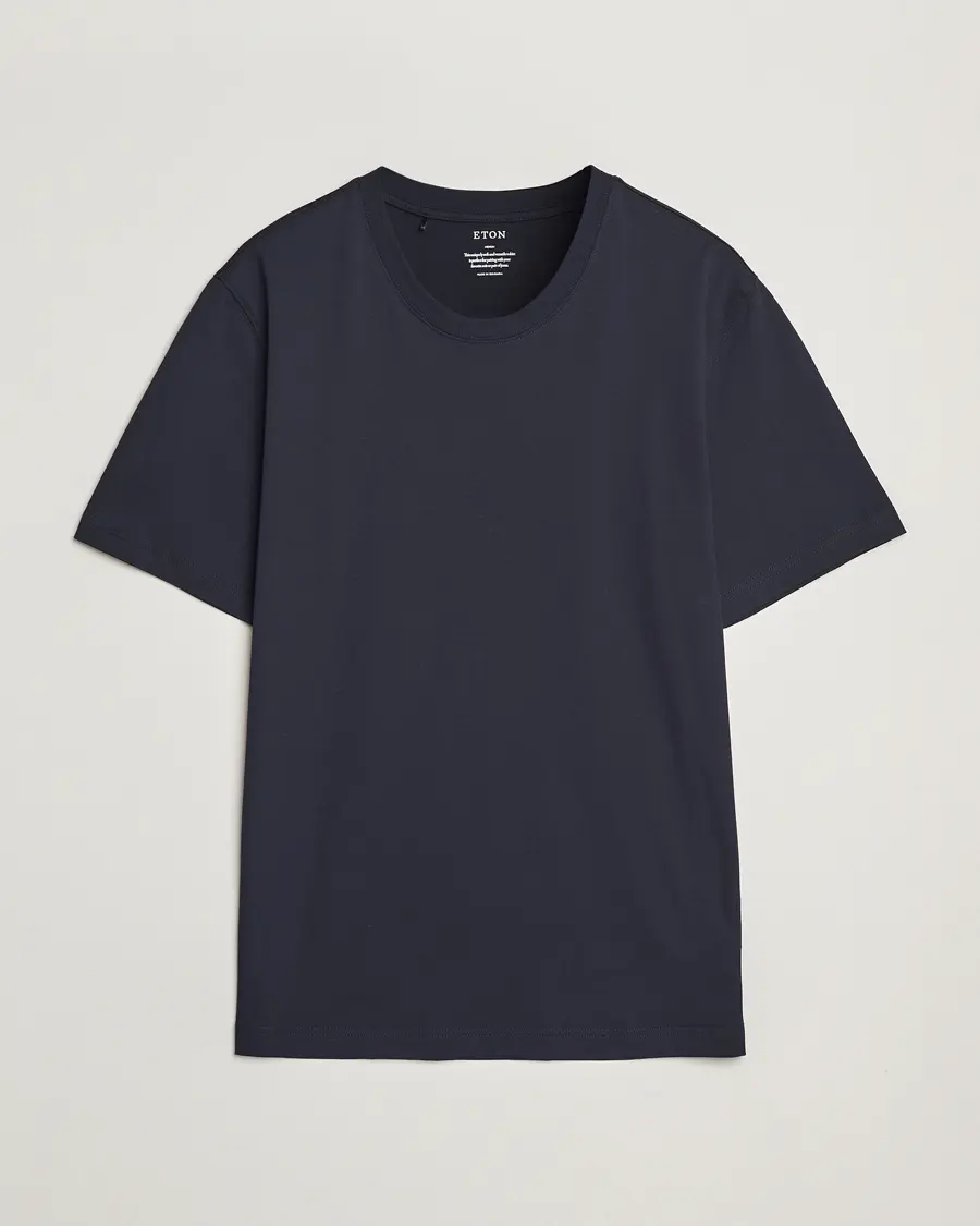 Eton Mercerized Jersey Crew Neck T-Shirt Navy Blue