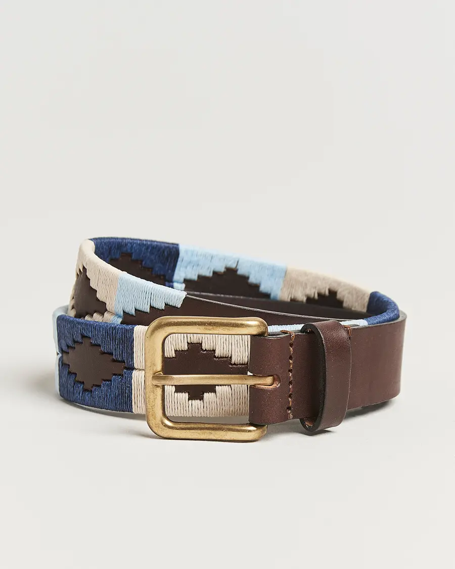 Pampeano Sereno Hand Stitched Classic Leather Belt 3,5cm Blue