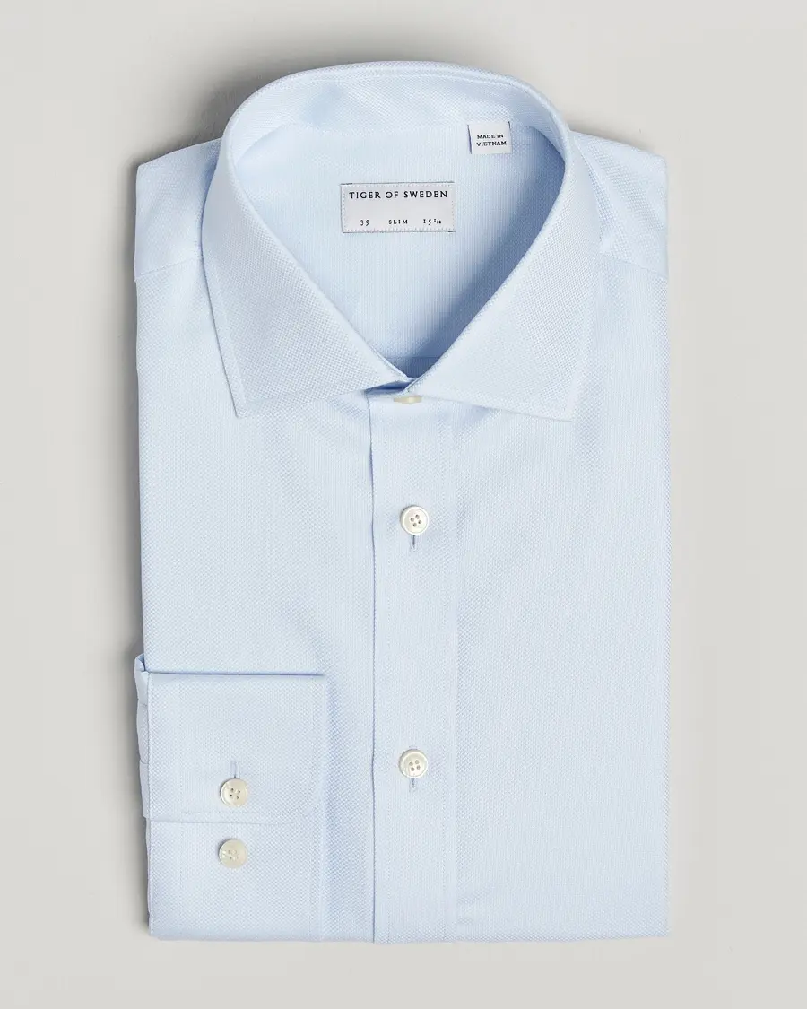 Tiger of Sweden Adley Structured Slim Fit Cut Away Shirt Light Blue