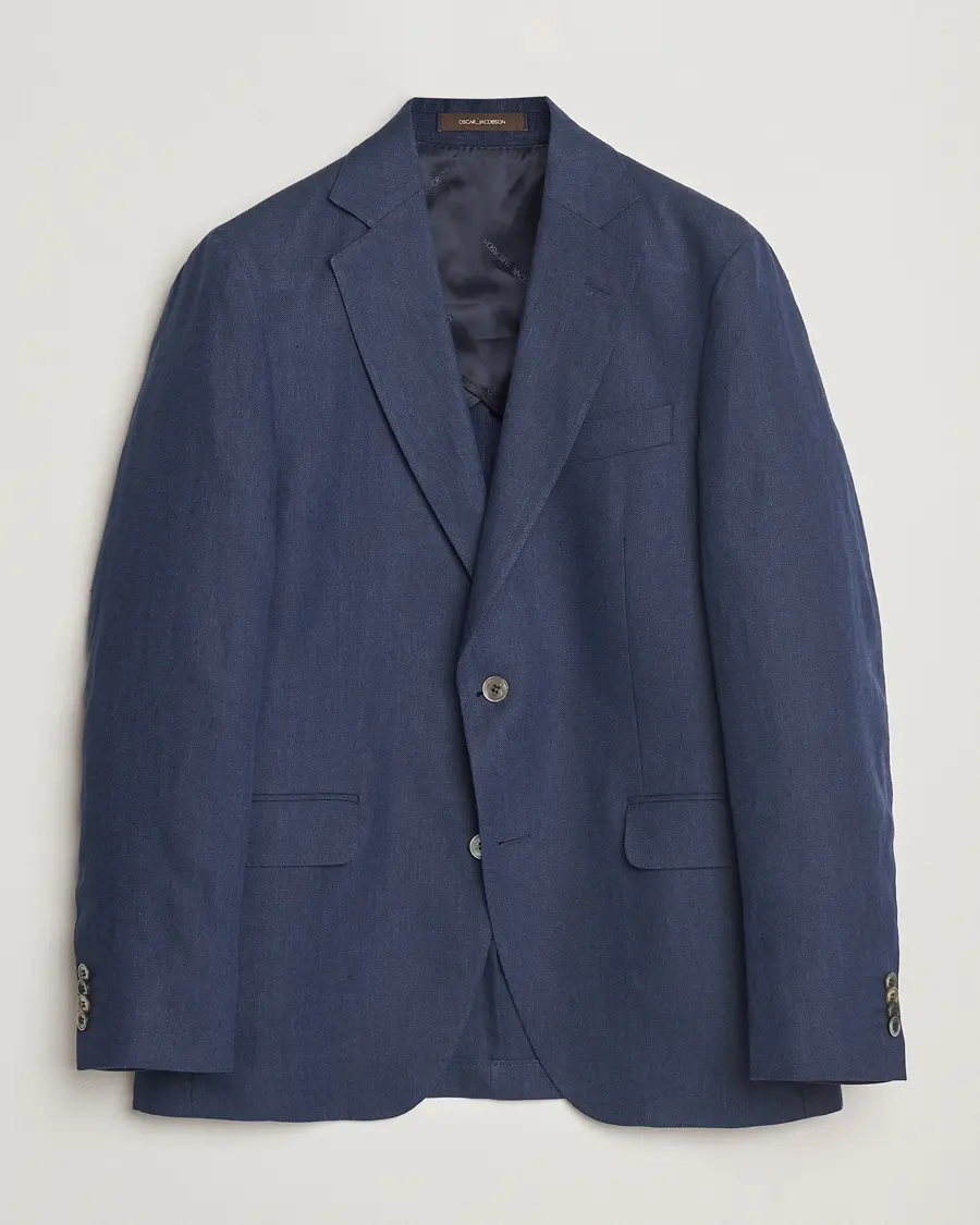 Oscar Jacobson Ferry Soft Linen Blazer Navy