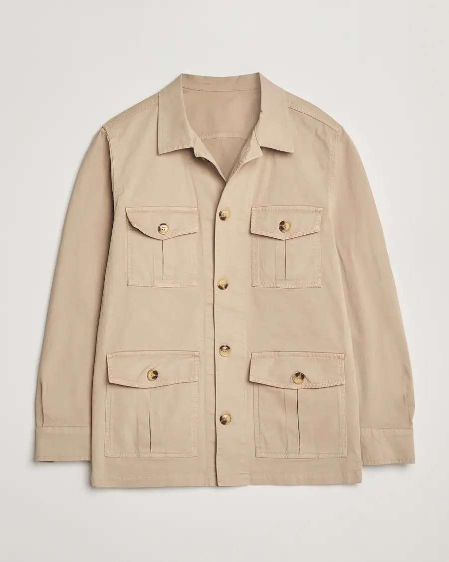 Oscar Jacobson Safari Cotton Shirt Jacket Beige