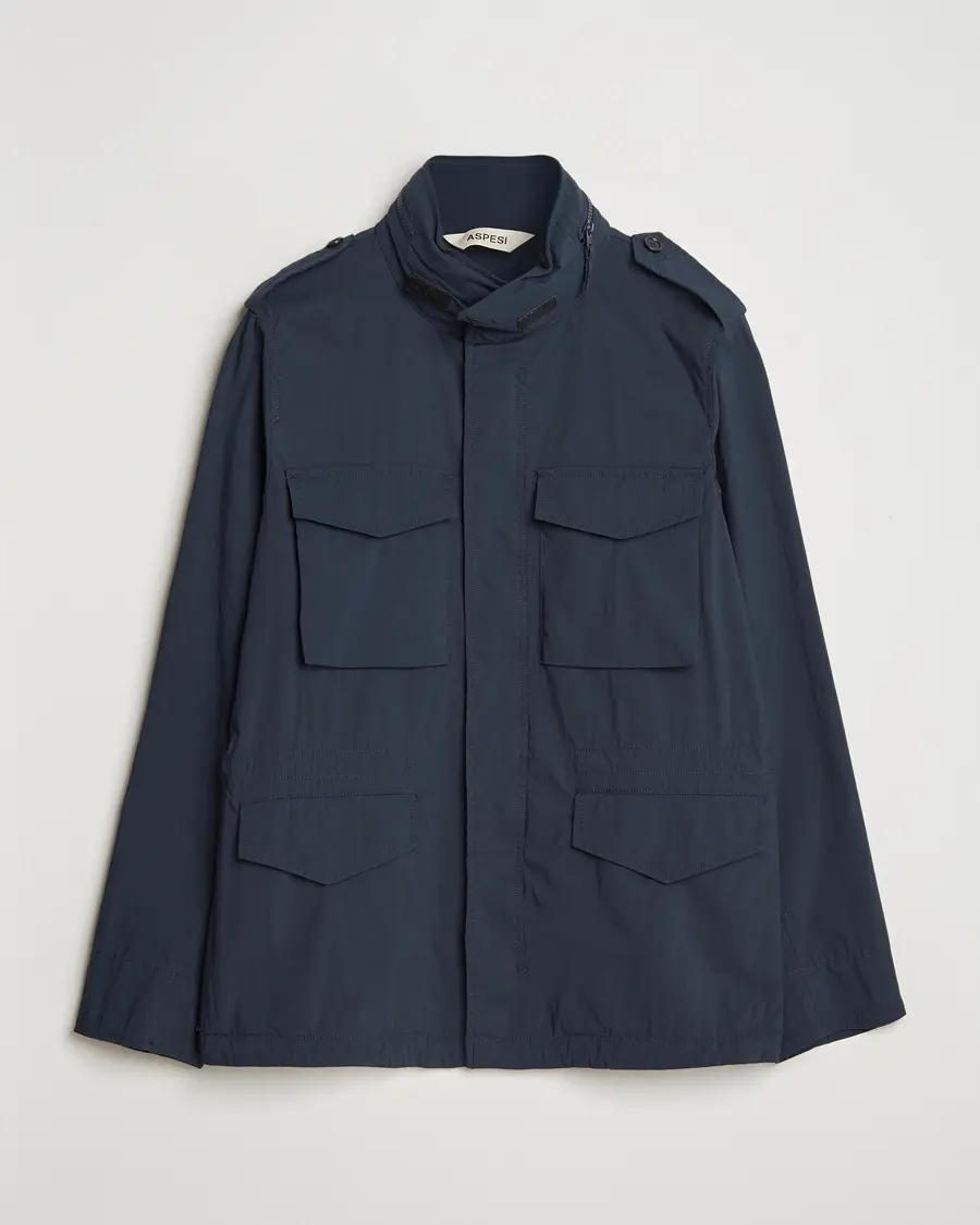 Aspesi Lightweight Cotton Field Jacket Navy