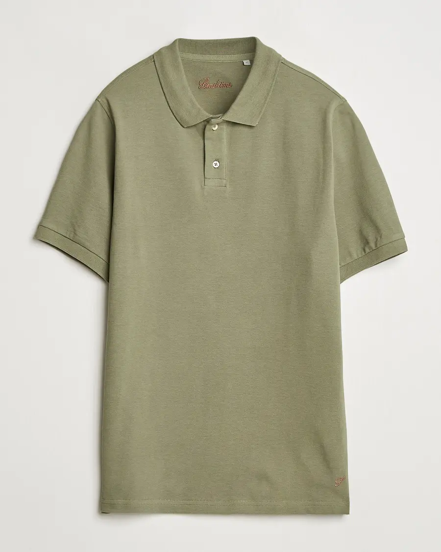 Stenströms Organic Cotton Piquet Polo Shirt Olive