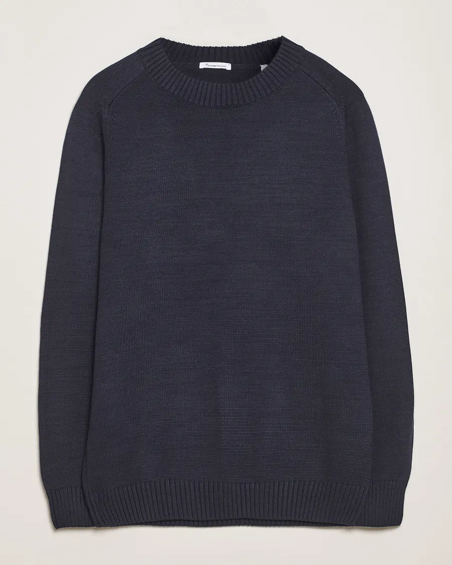 KnowledgeCotton Apparel Plain Knitted Cotton Crewneck Night Sky