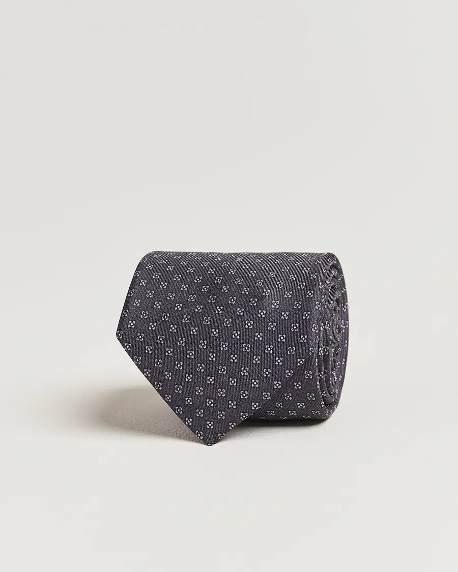 Stenströms Printed Silk Tie 7,5cm Grey
