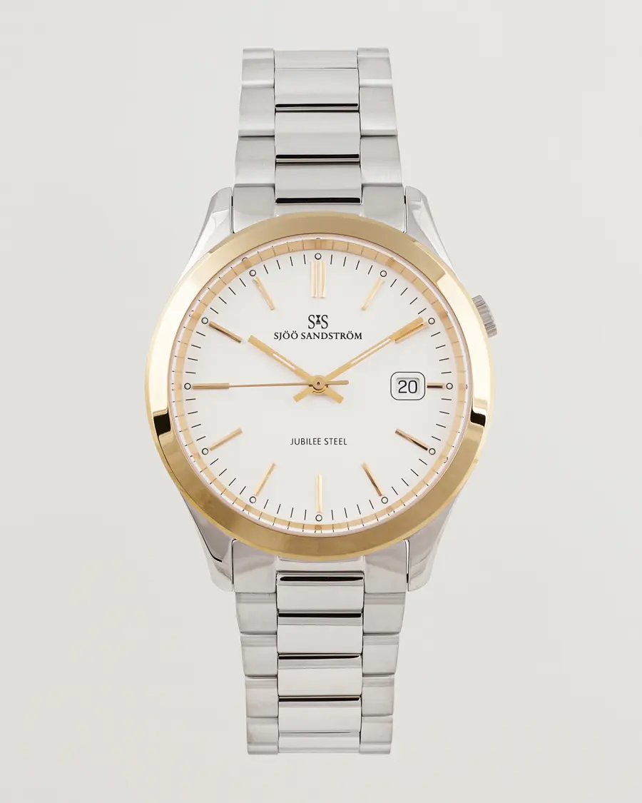Sjöö Sandström Jubilee Steel Quartz 40mm Gold Bezel White/Steel