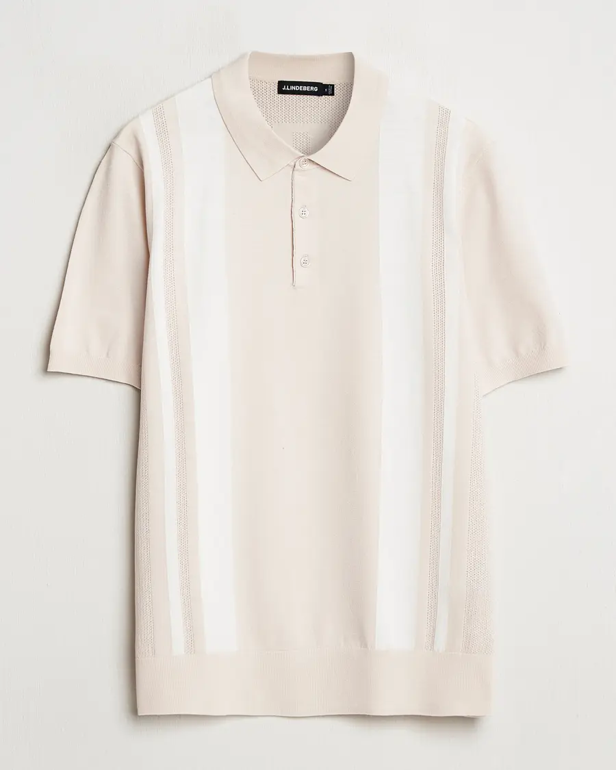 J.Lindeberg Reymond Stripe Knit Polo Moonbeam