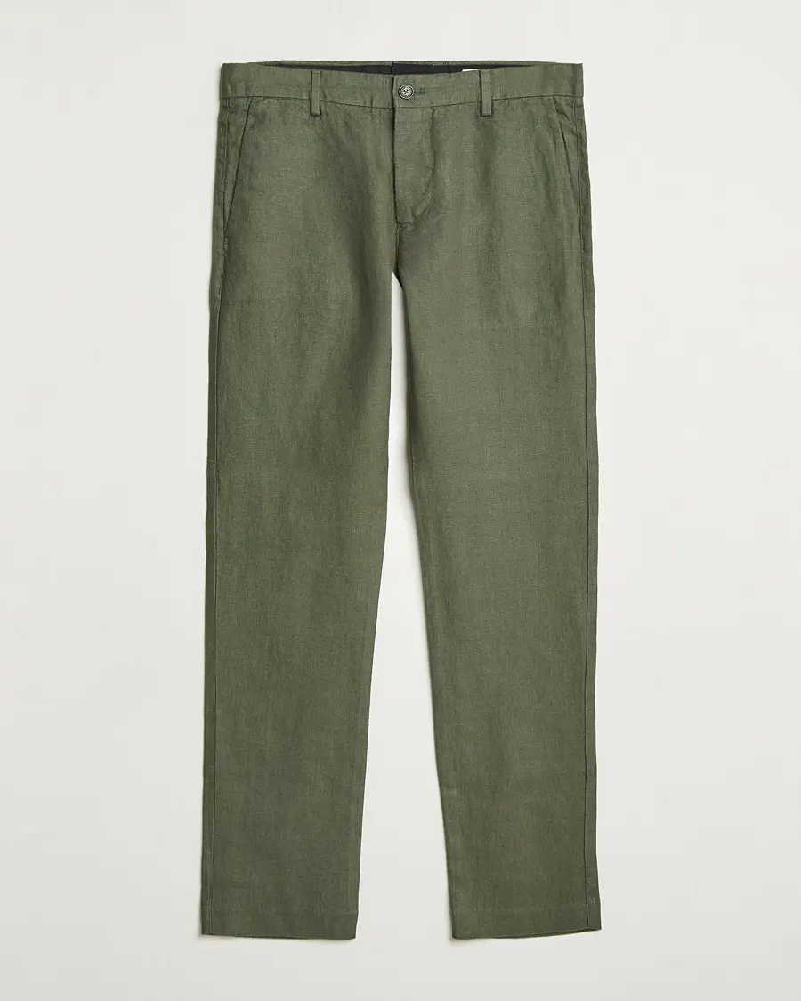 NN07 Theo Linen Trousers Croc Green