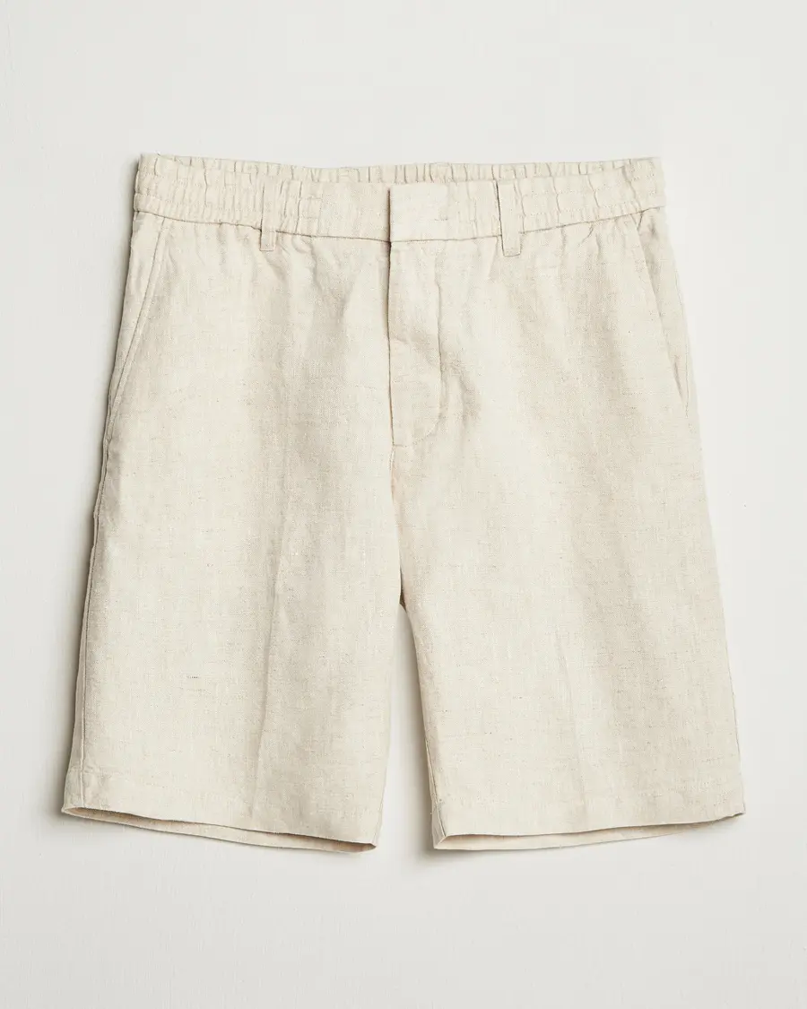 NN07 Billie Pleated Linen Drawstring Shorts Oat