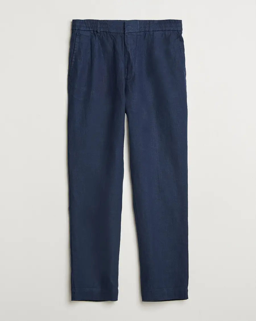 NN07 Billie Linen Drawstring Trousers Navy Blue