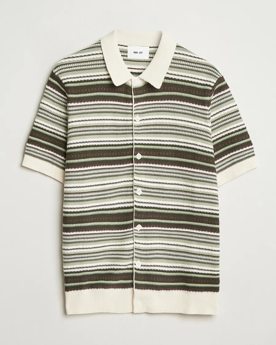 NN07 Nolan Knitted Striped Short Sleeve Shirt Multi