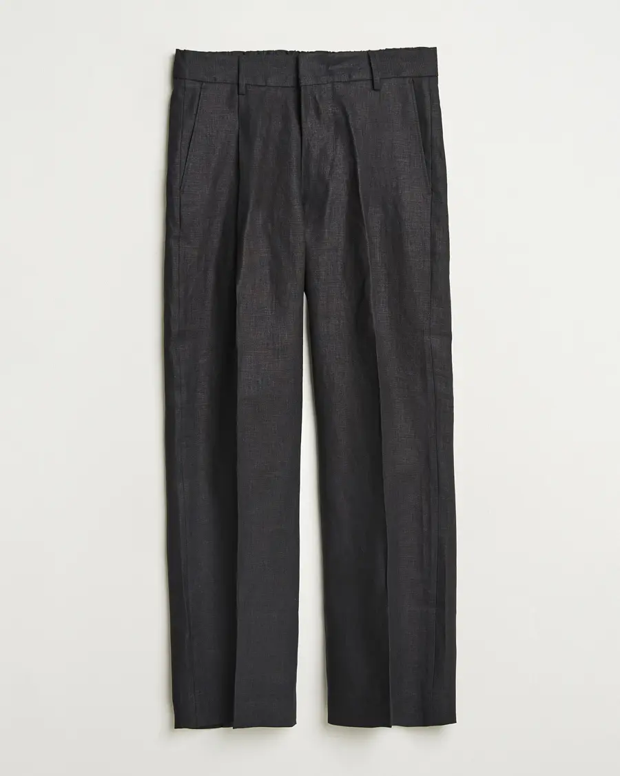 NN07 Kay Relaxed Fit Linen Trousers Black