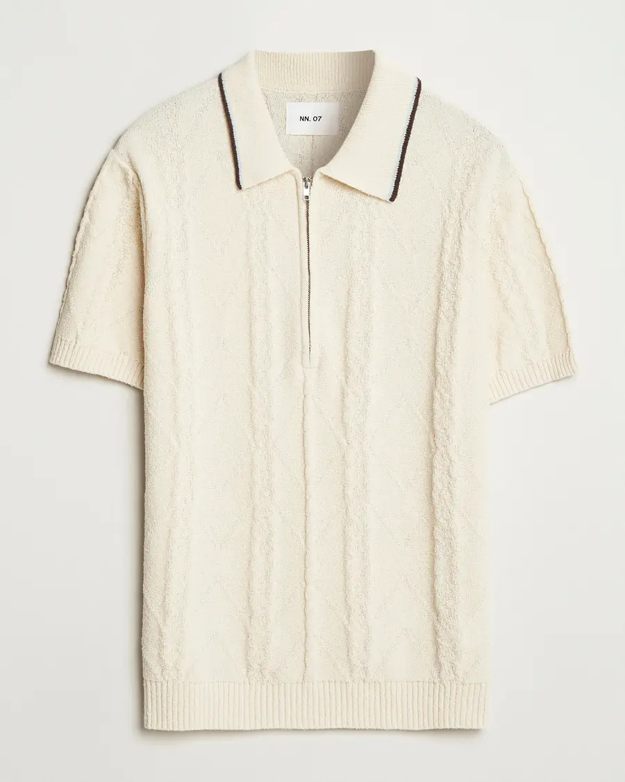 NN07 Gustav Bouclé Half Zip Polo Ivory