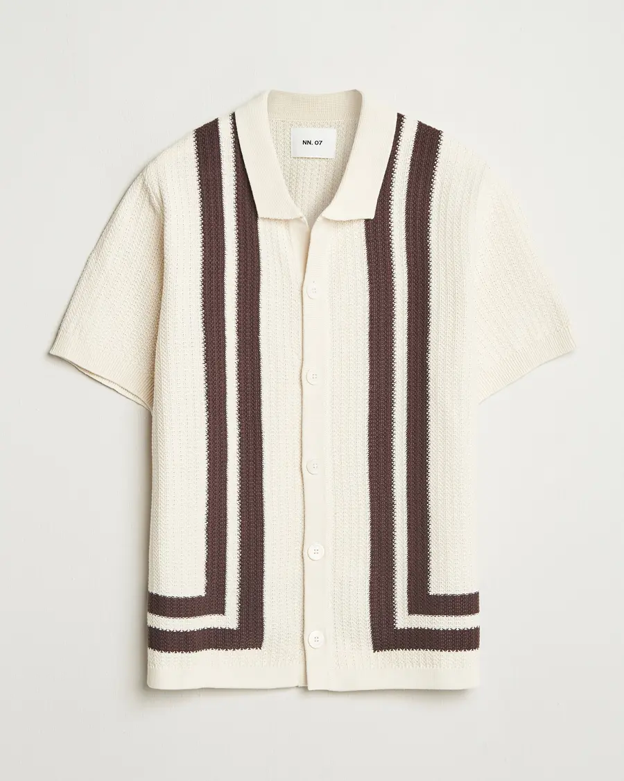 NN07 Ares Knitted Short Sleeve Shirt Ivory
