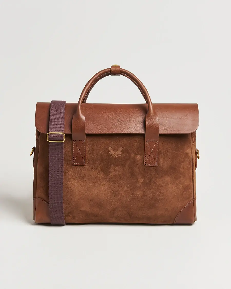 Bennett Winch Suede Briefcase Brown