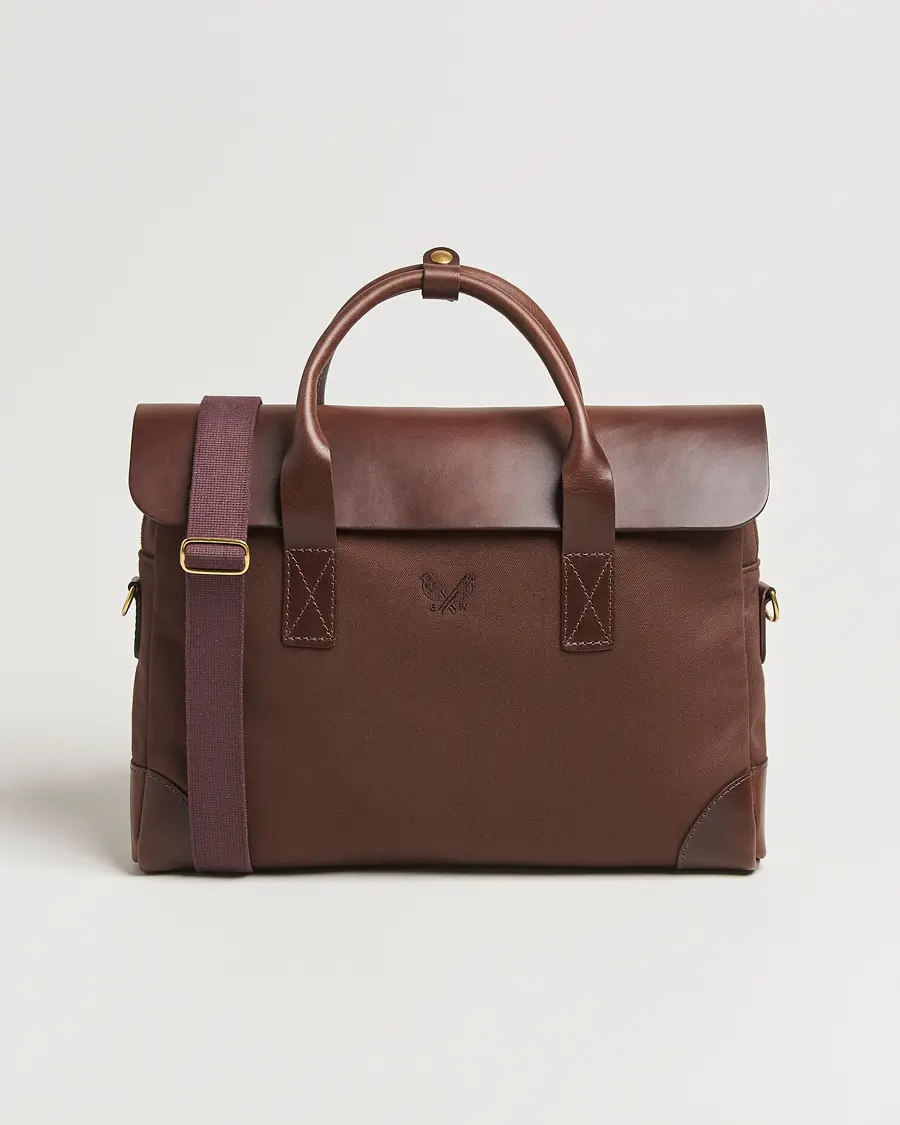 Bennett Winch Canvas Briefcase Chocolate