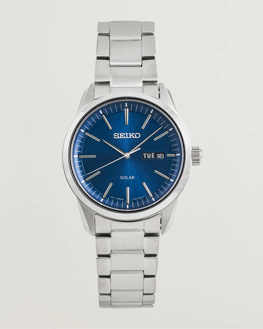 Seiko Solar Steel 40mm Blue Dial