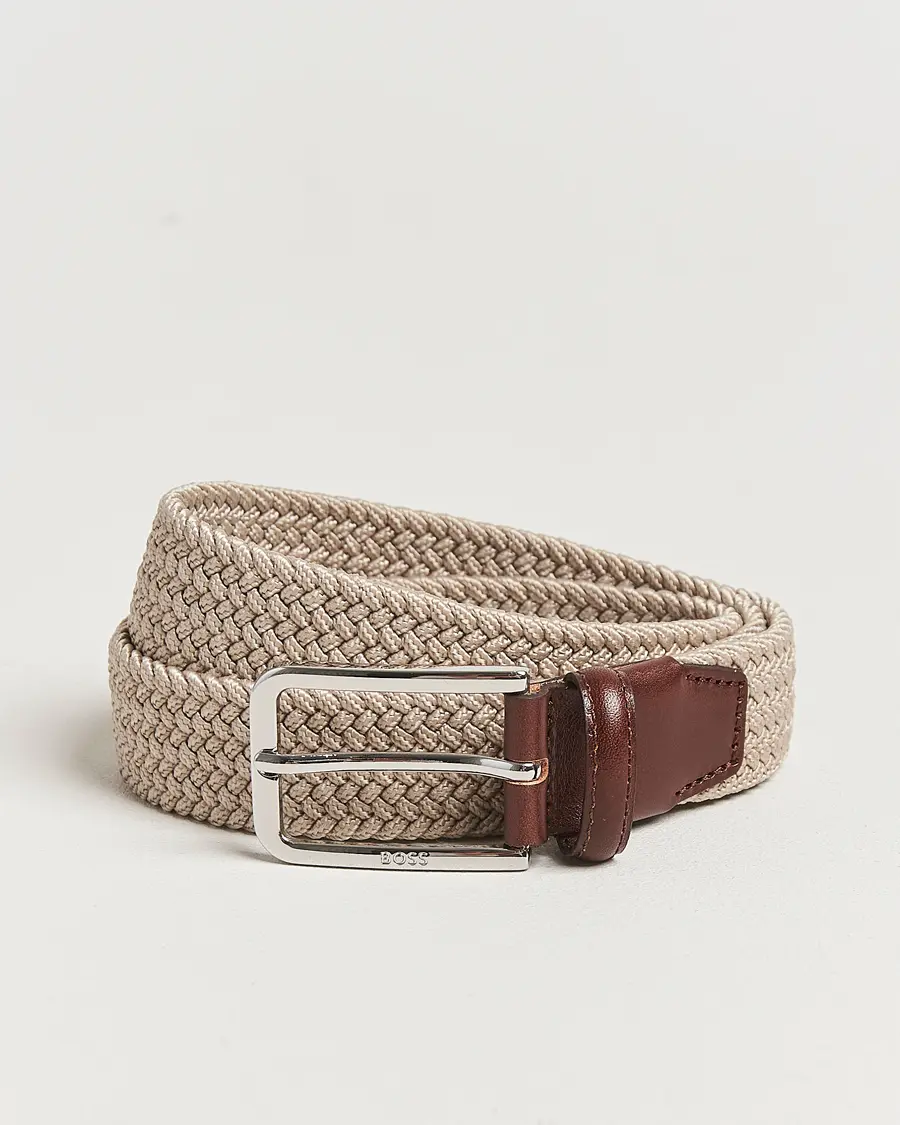 BOSS BLACK Clorio Elastic Woven Belt Light Beige