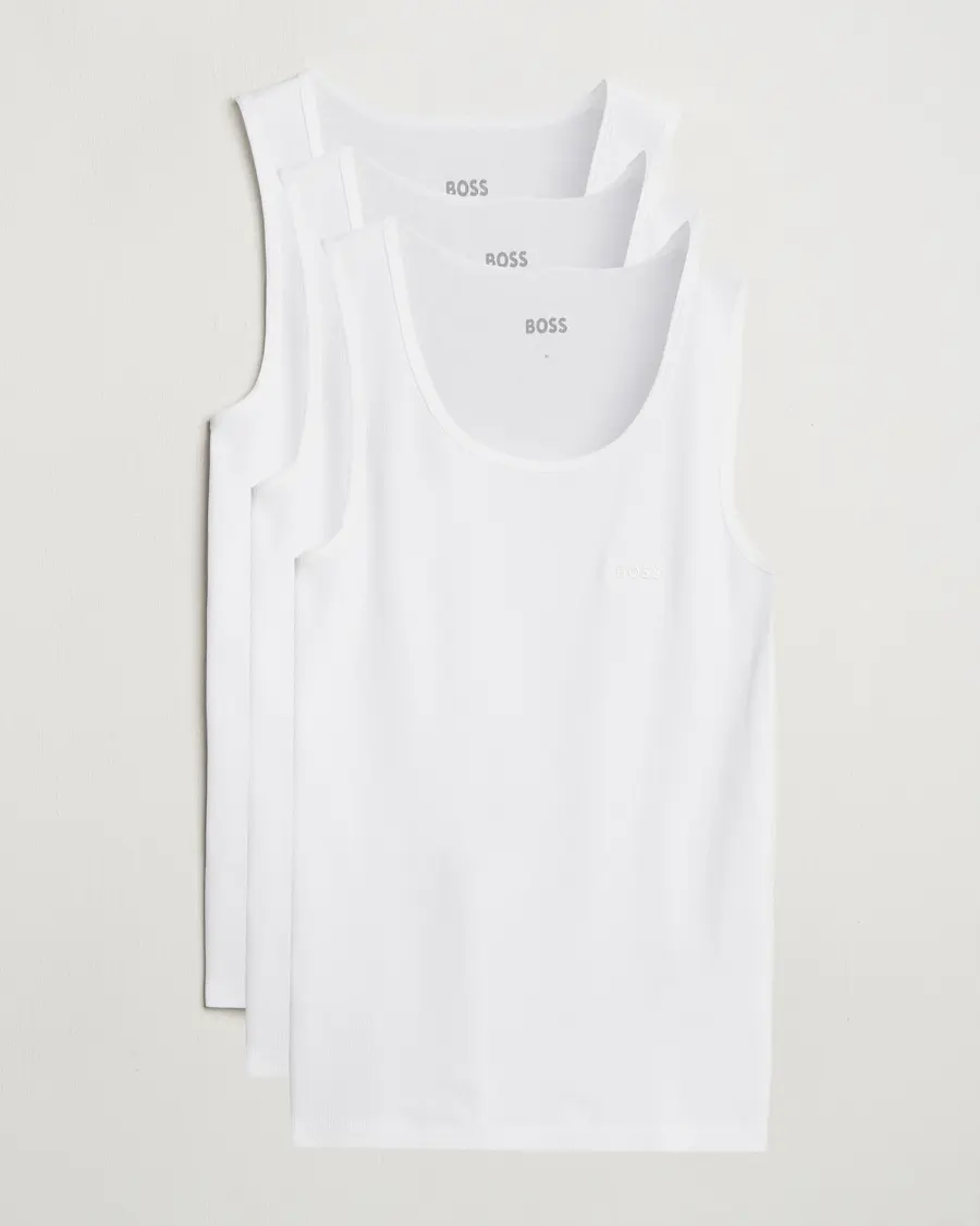 BOSS BLACK 3-Pack Ribbed Tank Top White
