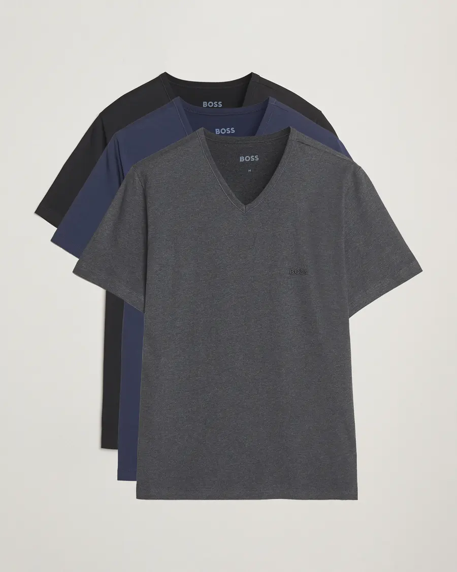 BOSS BLACK 3-Pack V-Neck T-Shirt Black/Blue/Grey