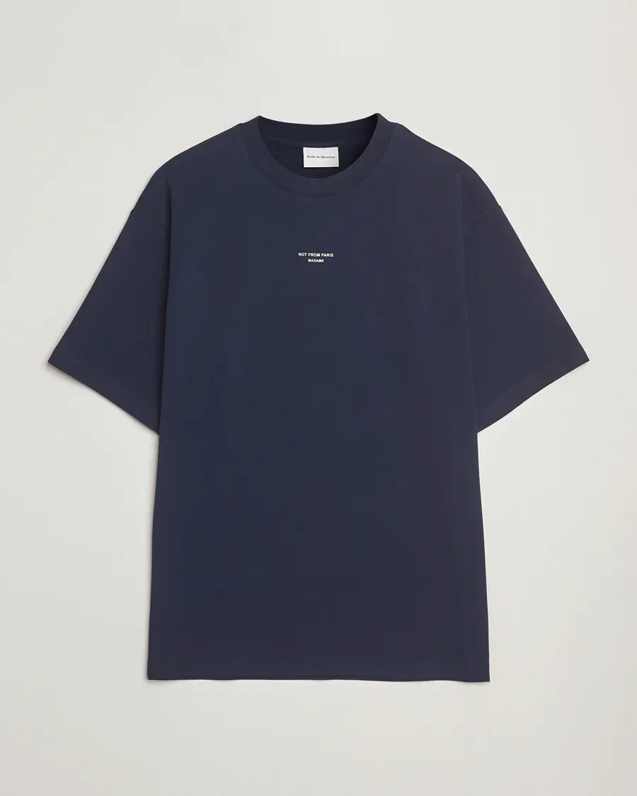 Drôle de Monsieur Classic Slogan T-Shirt Navy
