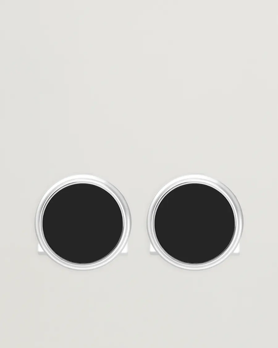S.T. Dupont Cufflink Round Black/Pall Silver