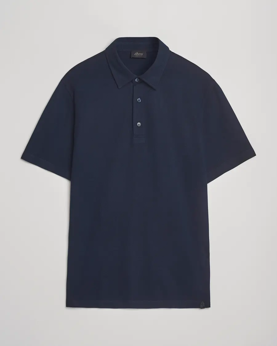 Brioni Short Sleeve Polo Piquet Navy