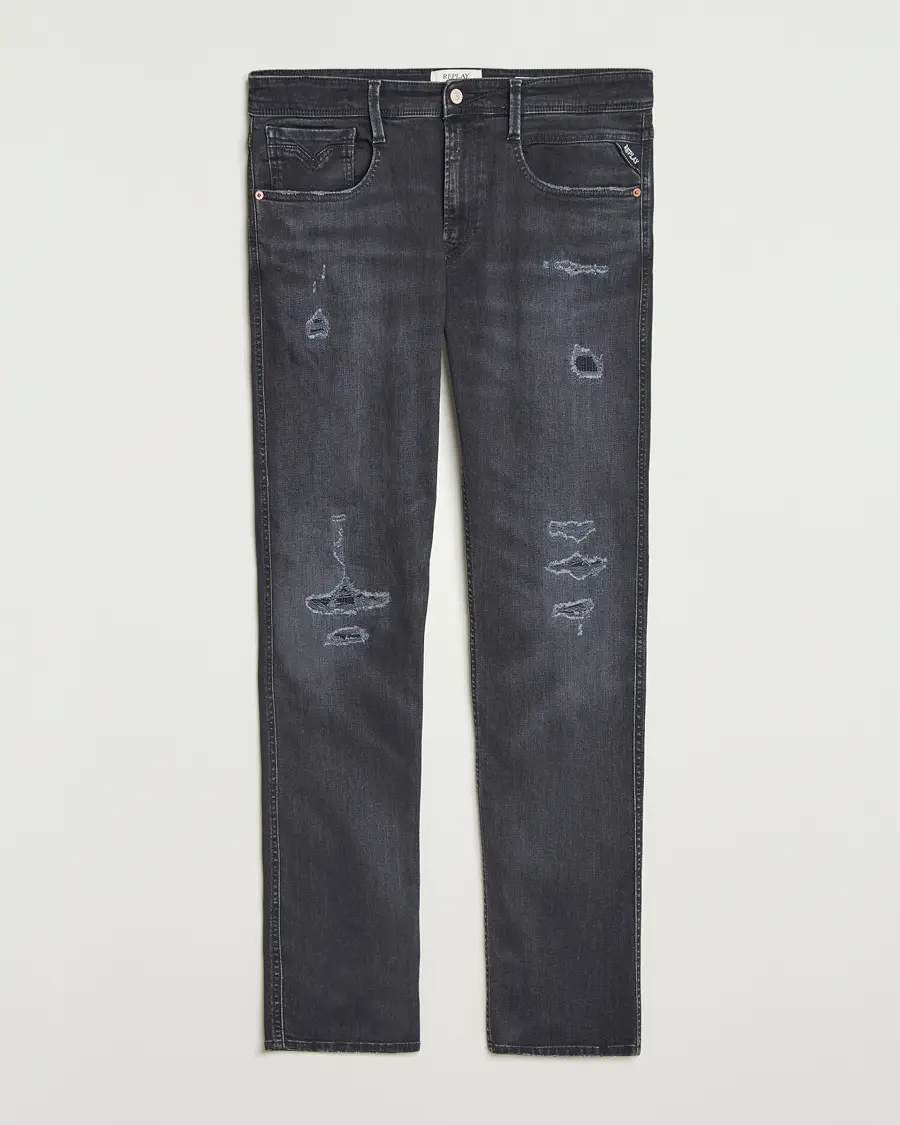 Replay Anbass Distressed Super Stretch Bio Jeans Washed Black