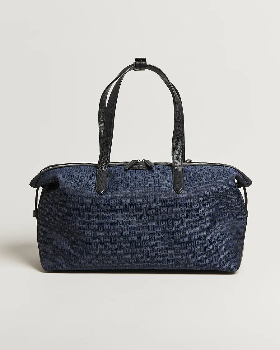 Smythson Canvas Stamp Small Travel Bag Navy