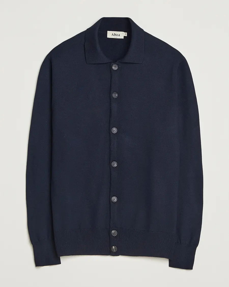 Altea Merino Wool Cardigan Navy