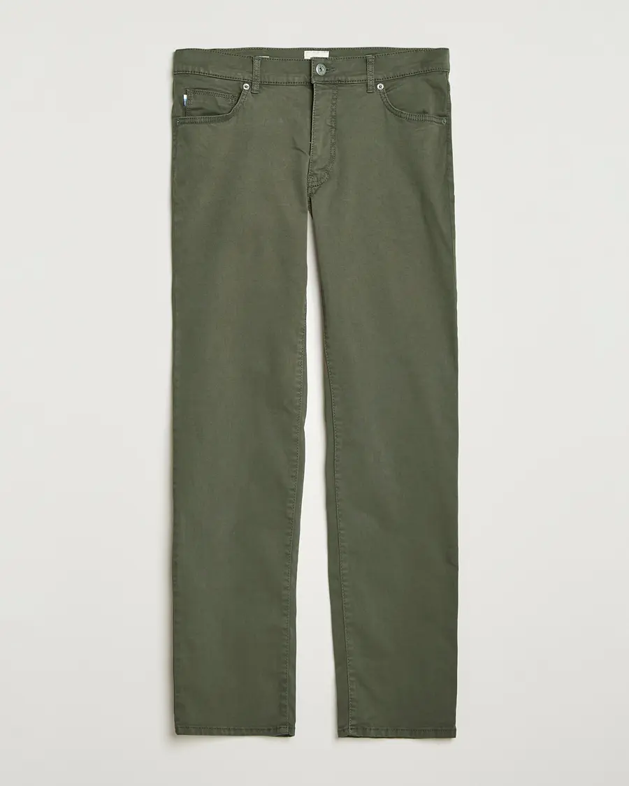 Brax Cadiz Cotton Satin 5-Pocket Pants Olive