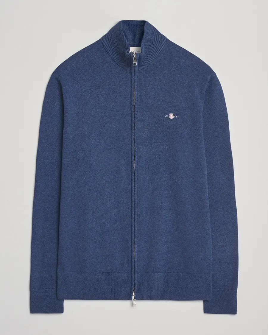 GANT Casual Cotton Full Zip Dark Jeans Blue Melange