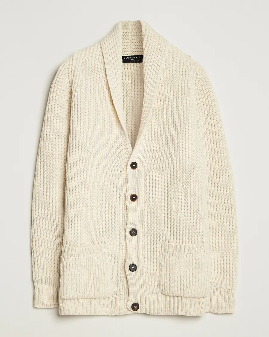 Gloverall Shawl Collar Cardigan Ecru
