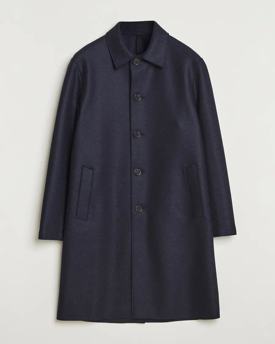Harris Wharf London Pressed Wool Mac Coat Navy