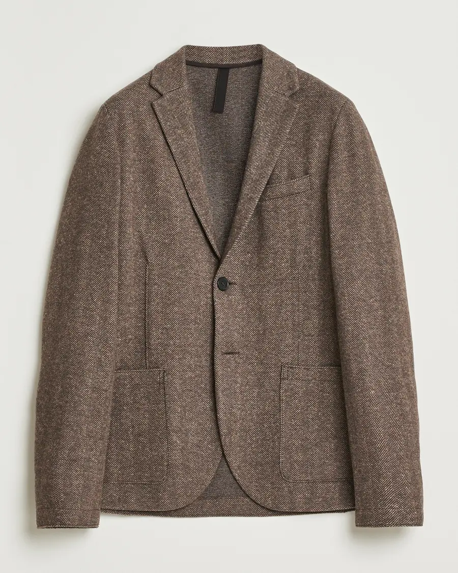 Harris Wharf London Two Button Herringbone Blazer Brown