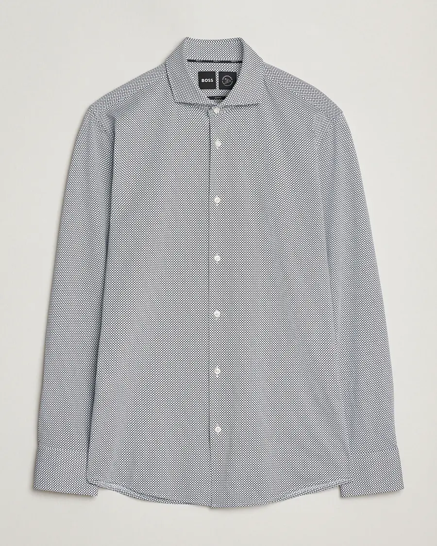 BOSS BLACK Hank 4-Way Printed Stretch Shirt Dark Blue