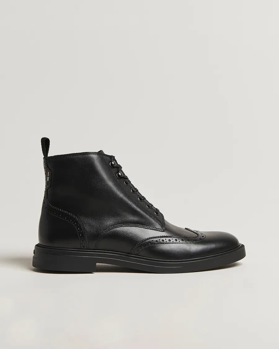 BOSS BLACK Calev Leather Brogue Boot Black