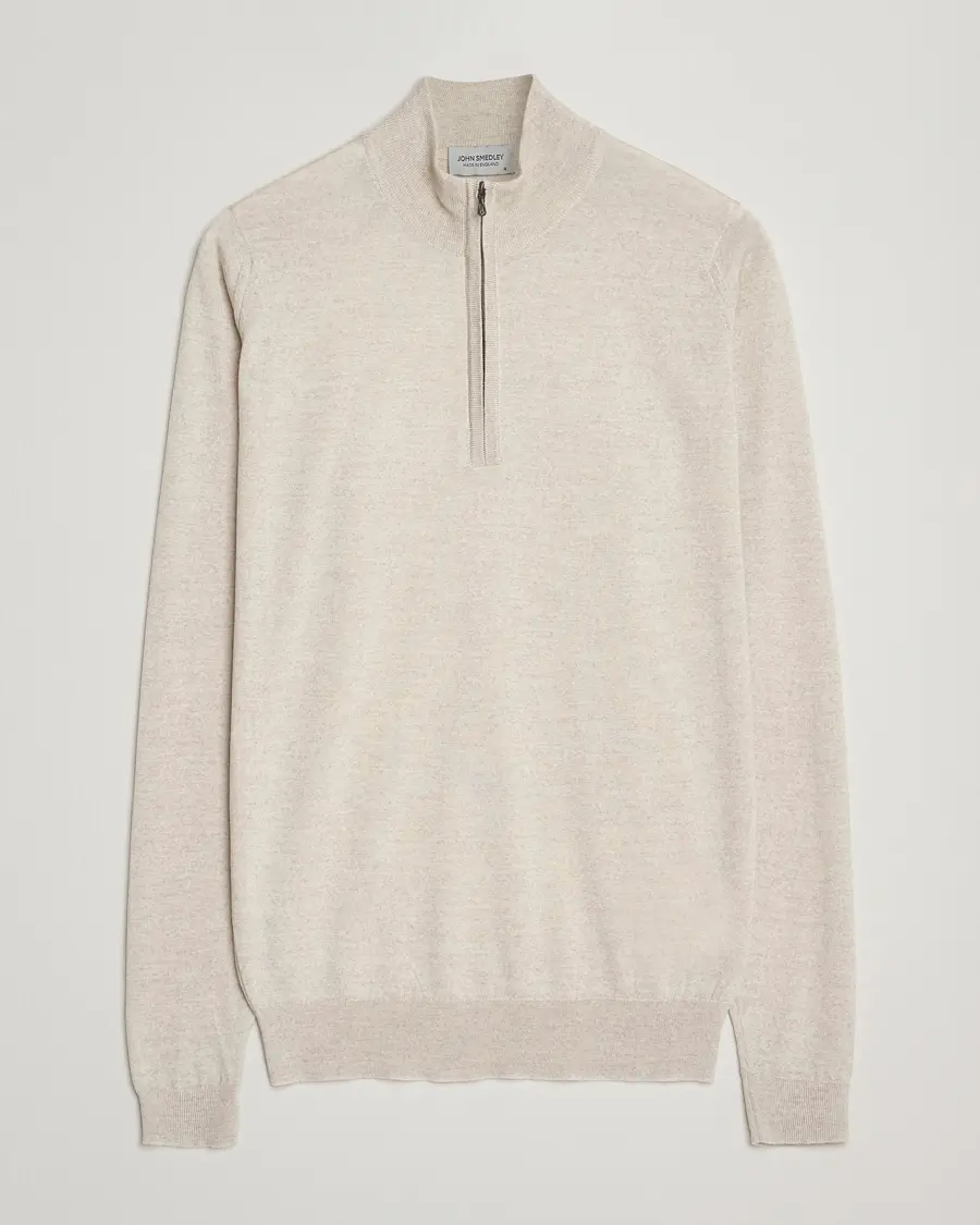 John Smedley Barrow Extra Fine Merino Half Zip Grey Fleece