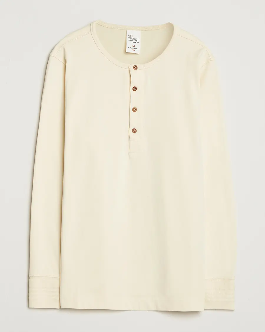Nudie Jeans Long Sleeved Henley Ecru