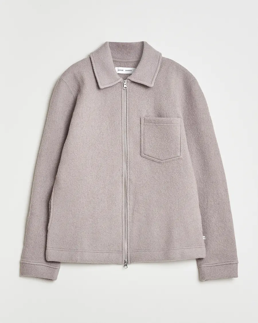 Samsøe Samsøe Hannes Boiled Wool Full Zip Elephant Skin