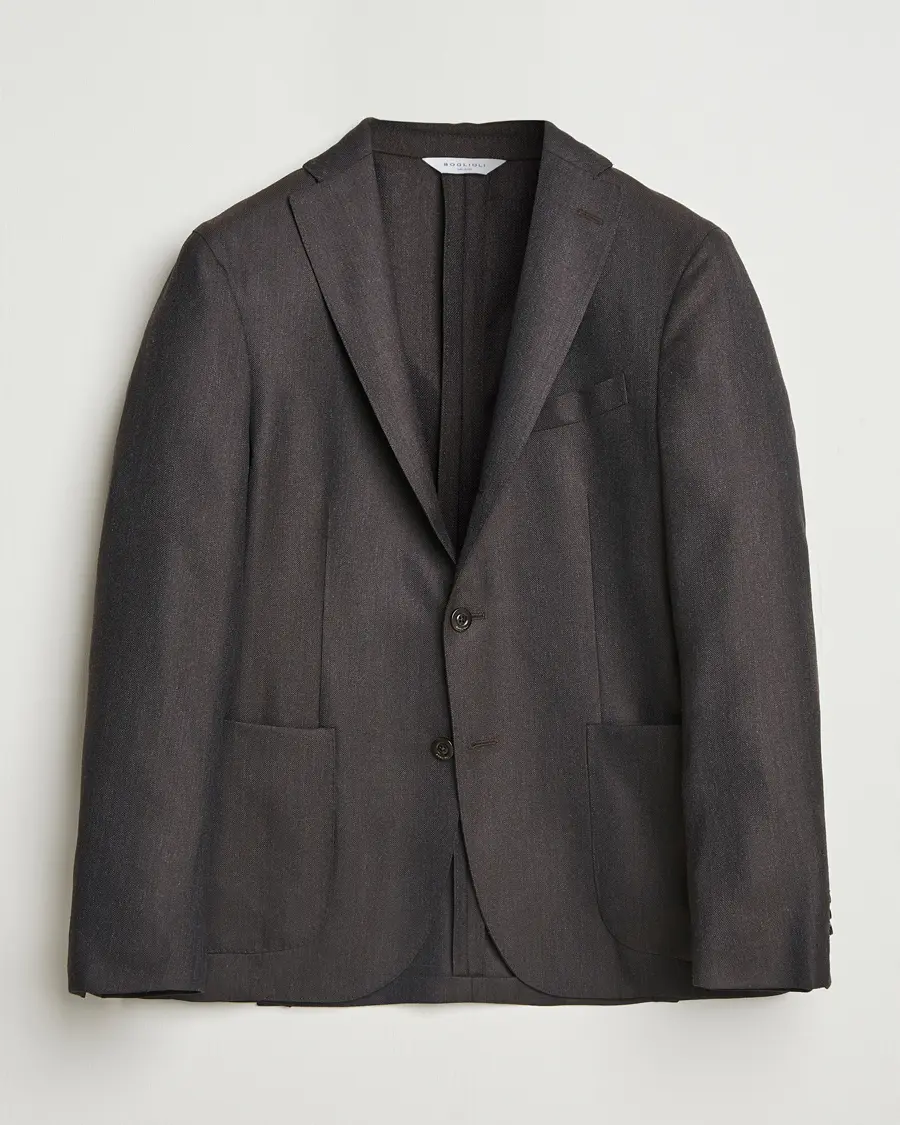 Boglioli K Jacket Wool Hopsack Blazer Dark Brown
